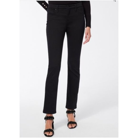 Chico's Girlfriend Straight Leg Jeans US‎ Size 8 Black Denim Slimming Fit - Picture 1 of 10
